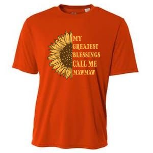 My Greatest Blessings Call Me Mawmaw Mom Sunflower Graphic Cool Gift Cooling Performance Crew T-Shirt