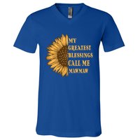 My Greatest Blessings Call Me Mawmaw Mom Sunflower Graphic Cool Gift V-Neck T-Shirt