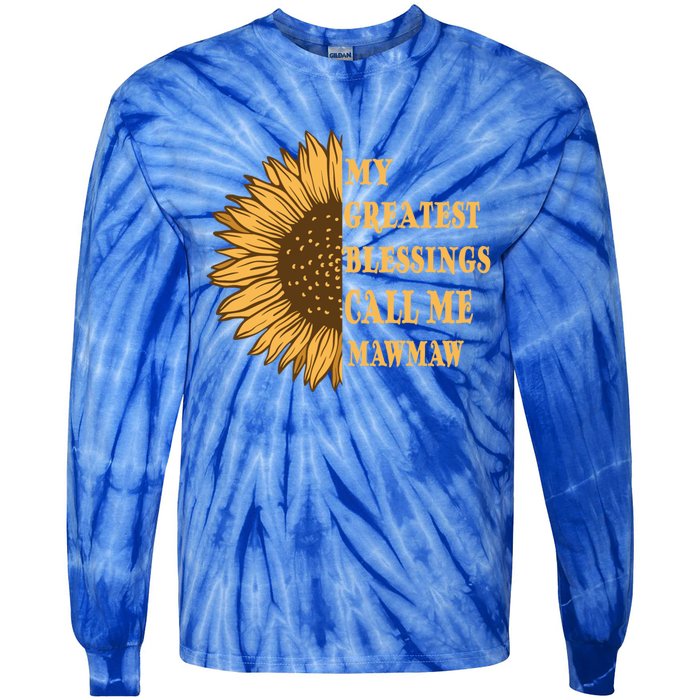 My Greatest Blessings Call Me Mawmaw Mom Sunflower Graphic Cool Gift Tie-Dye Long Sleeve Shirt