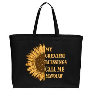 My Greatest Blessings Call Me Mawmaw Mom Sunflower Graphic Cool Gift Cotton Canvas Jumbo Tote