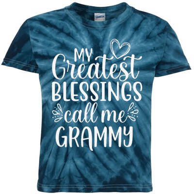 My Greatest Blessings Call Me Grammy Grandmother Grandma Kids Tie-Dye T-Shirt