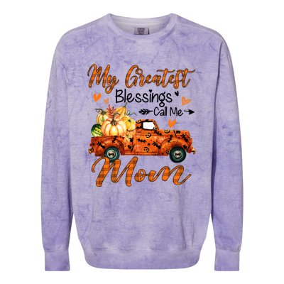 My Greatest Blessing Call Me Mom Pumpkins Thanksgiving Gift Colorblast Crewneck Sweatshirt