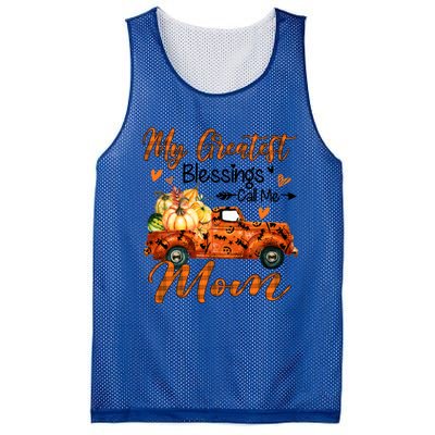 My Greatest Blessing Call Me Mom Pumpkins Thanksgiving Gift Mesh Reversible Basketball Jersey Tank