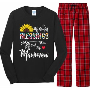 My Greatest Blessings Call Me Mawmaw Sunflower Cute Gift Long Sleeve Pajama Set