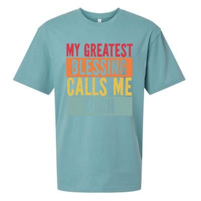 My Greatest Blessing Calls Me Bruh Vintage Mom Dad Bruh Gift Sueded Cloud Jersey T-Shirt