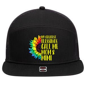 My Greatest Blessings Call Me Mom Mimi Sunflower Tie Dye Meaningful Gift 7 Panel Mesh Trucker Snapback Hat