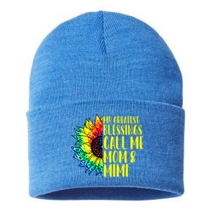 My Greatest Blessings Call Me Mom Mimi Sunflower Tie Dye Meaningful Gift Sustainable Knit Beanie