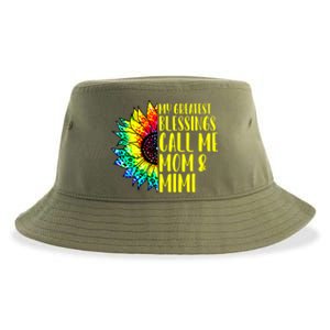 My Greatest Blessings Call Me Mom Mimi Sunflower Tie Dye Meaningful Gift Sustainable Bucket Hat