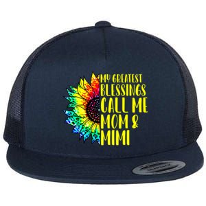 My Greatest Blessings Call Me Mom Mimi Sunflower Tie Dye Meaningful Gift Flat Bill Trucker Hat