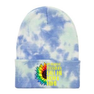 My Greatest Blessings Call Me Mom Mimi Sunflower Tie Dye Meaningful Gift Tie Dye 12in Knit Beanie