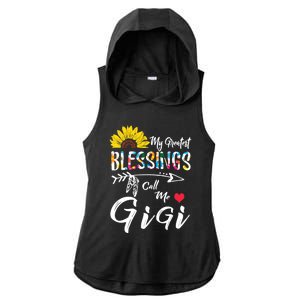 My Greatest Blessings Call Me Gigi Sunflower Meaningful Gift Ladies PosiCharge Tri-Blend Wicking Draft Hoodie Tank