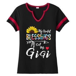 My Greatest Blessings Call Me Gigi Sunflower Meaningful Gift Ladies Halftime Notch Neck Tee