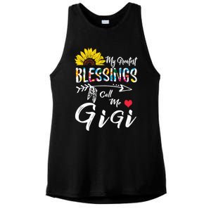 My Greatest Blessings Call Me Gigi Sunflower Meaningful Gift Ladies PosiCharge Tri-Blend Wicking Tank