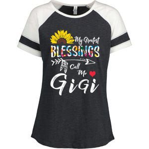 My Greatest Blessings Call Me Gigi Sunflower Meaningful Gift Enza Ladies Jersey Colorblock Tee