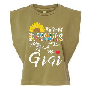 My Greatest Blessings Call Me Gigi Sunflower Meaningful Gift Garment-Dyed Women's Muscle Tee