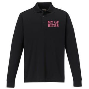 My Gf Bites Performance Long Sleeve Polo