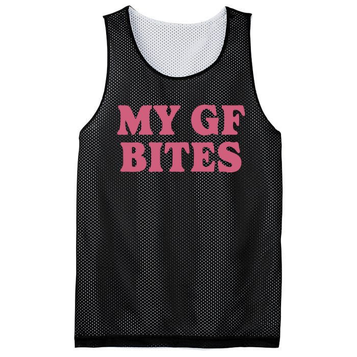 My Gf Bites Mesh Reversible Basketball Jersey Tank