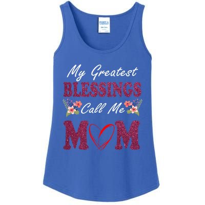 My Greatest Blessings Call Me Mom Flower Gift Ladies Essential Tank