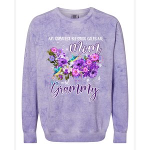 My Greatest Blessing Calls Me Mom And Grammy Hummingbirds Gift Colorblast Crewneck Sweatshirt