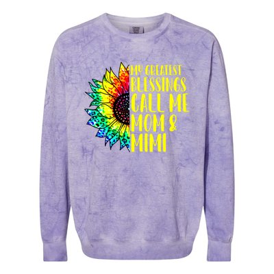 My Greatest Blessings Call Me Mom Mimi Sunflower Tie Dye Meaningful Gift Colorblast Crewneck Sweatshirt