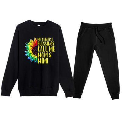 My Greatest Blessings Call Me Mom Mimi Sunflower Tie Dye Meaningful Gift Premium Crewneck Sweatsuit Set