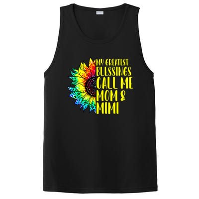 My Greatest Blessings Call Me Mom Mimi Sunflower Tie Dye Meaningful Gift PosiCharge Competitor Tank