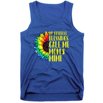 My Greatest Blessings Call Me Mom Mimi Sunflower Tie Dye Meaningful Gift Tank Top