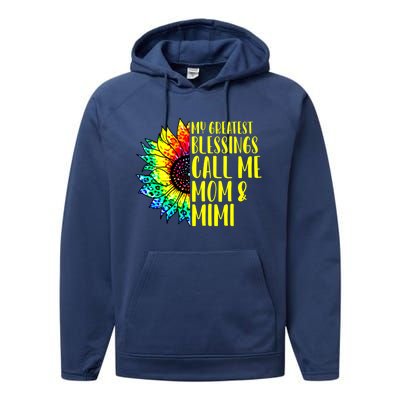 My Greatest Blessings Call Me Mom Mimi Sunflower Tie Dye Meaningful Gift Performance Fleece Hoodie