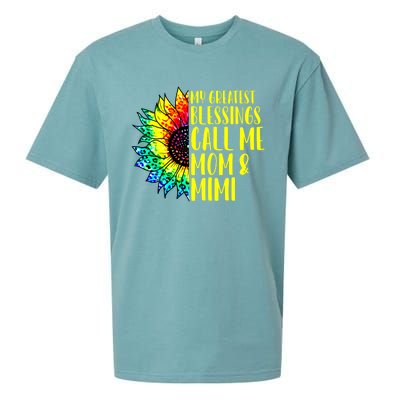 My Greatest Blessings Call Me Mom Mimi Sunflower Tie Dye Meaningful Gift Sueded Cloud Jersey T-Shirt