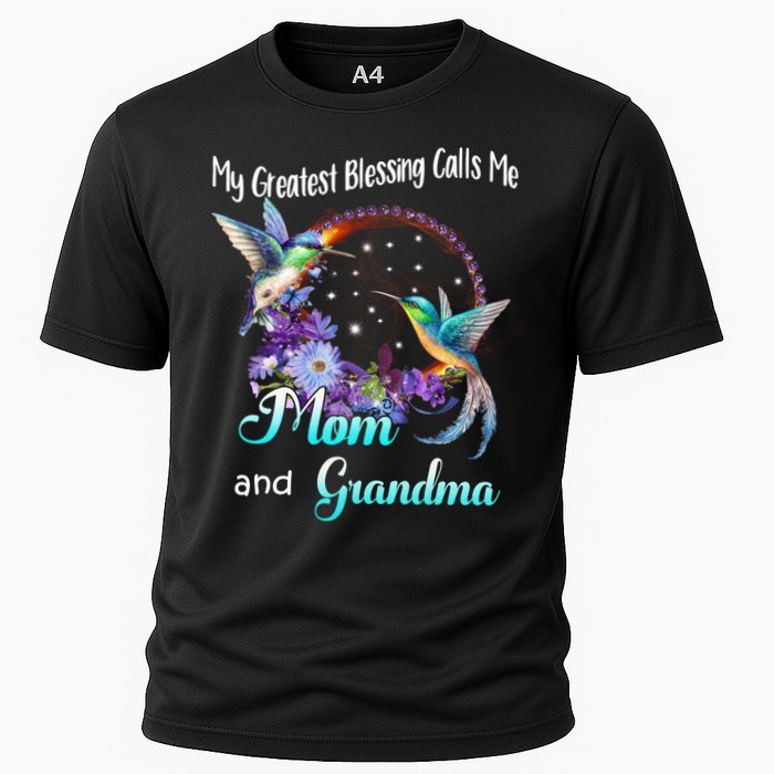 My Greatest Blessing Calls Me Mom And Grandma Hummingbird Funny Gift Cooling Performance Crew T-Shirt