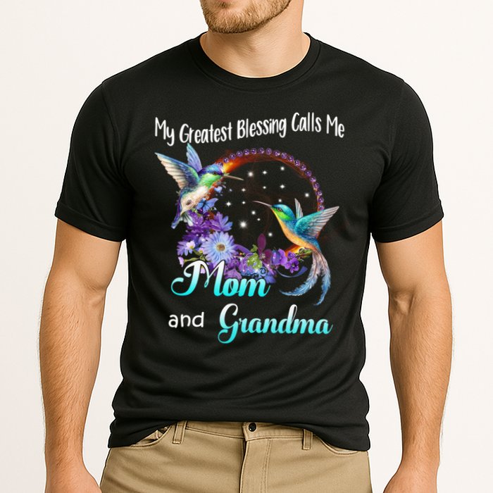 My Greatest Blessing Calls Me Mom And Grandma Hummingbird Funny Gift Cooling Performance Crew T-Shirt