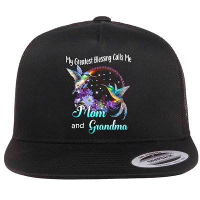 My Greatest Blessing Calls Me Mom And Grandma Hummingbird Funny Gift Flatbill Hat
