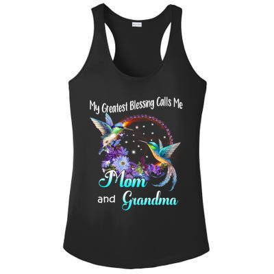 My Greatest Blessing Calls Me Mom And Grandma Hummingbird Funny Gift Ladies PosiCharge Competitor Racerback Tank