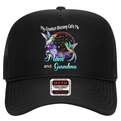 My Greatest Blessing Calls Me Mom And Grandma Hummingbird Funny Gift Trucker Hat