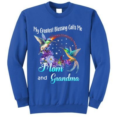 My Greatest Blessing Calls Me Mom And Grandma Hummingbird Funny Gift Tall Sweatshirt