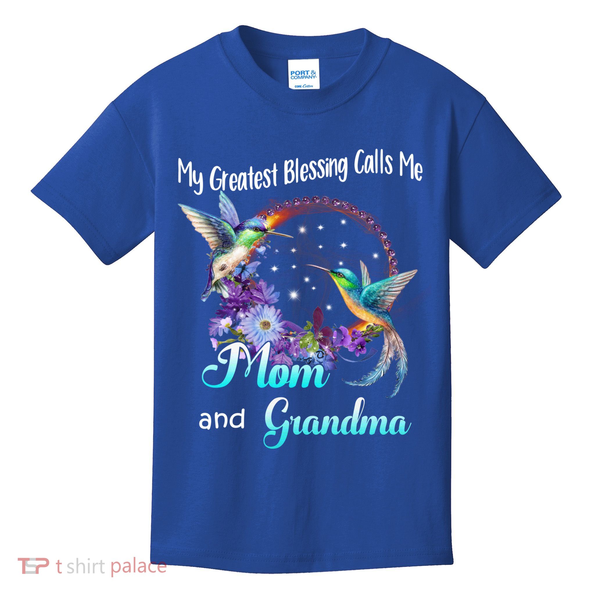 My Greatest Blessing Calls Me Mom And Grandma Hummingbird Funny Gift Kids T-Shirt