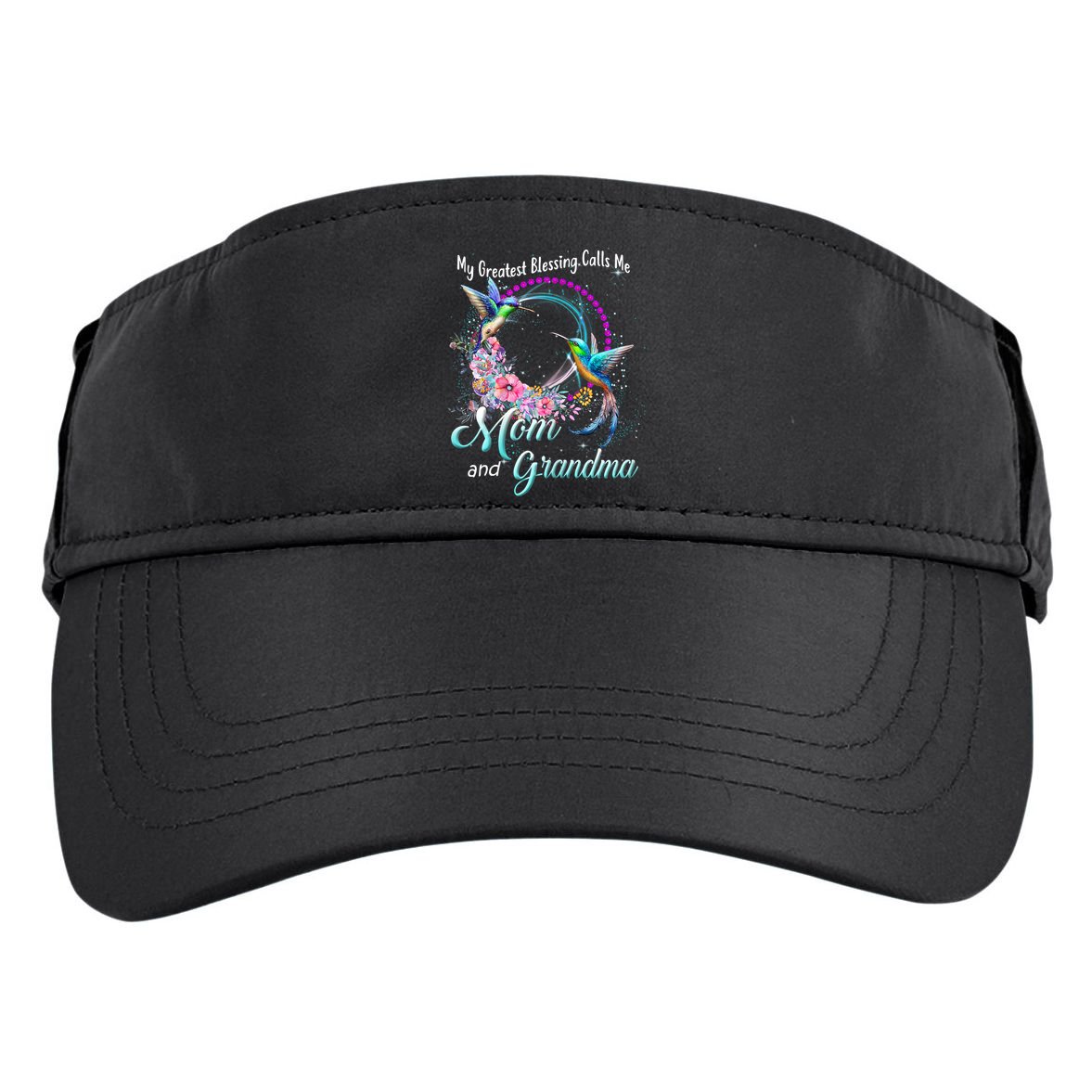 My Greatest Blessing Calls Me Mom And Grandma Hummingbirds Cute Gift Adult Drive Performance Visor