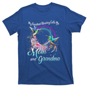 My Greatest Blessing Calls Me Mom And Grandma Hummingbirds Cute Gift T-Shirt