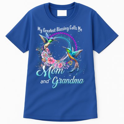 My Greatest Blessing Calls Me Mom And Grandma Hummingbirds Cute Gift Tall T-Shirt