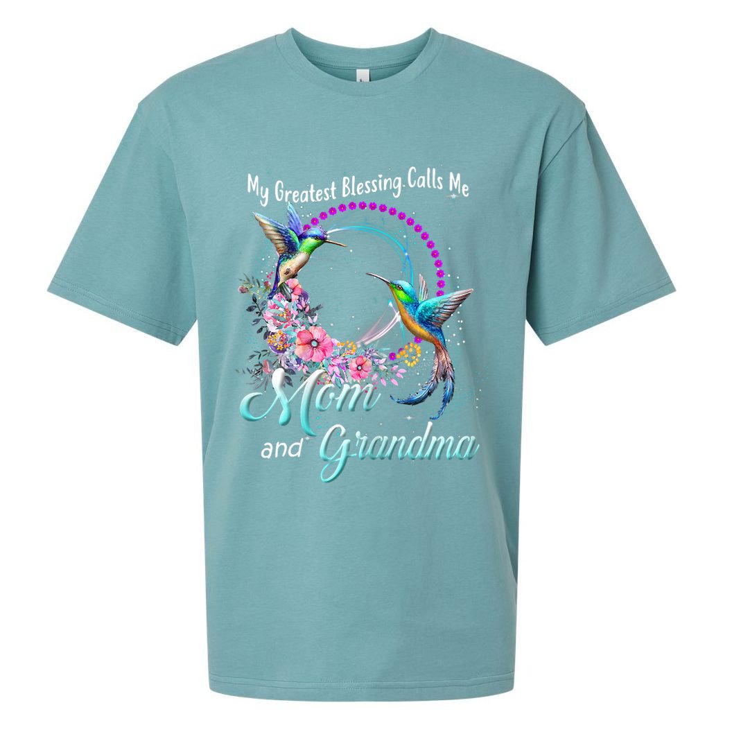 My Greatest Blessing Calls Me Mom And Grandma Hummingbirds Cute Gift Sueded Cloud Jersey T-Shirt