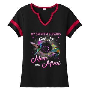 My Greatest Blessing Calls Me Mom And Mimi Gift Ladies Halftime Notch Neck Tee