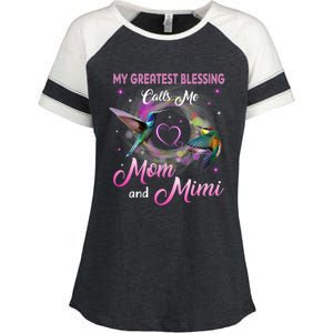 My Greatest Blessing Calls Me Mom And Mimi Gift Enza Ladies Jersey Colorblock Tee