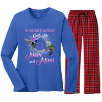 My Greatest Blessing Calls Me Mom And Mimi Gift Women's Long Sleeve Flannel Pajama Set 