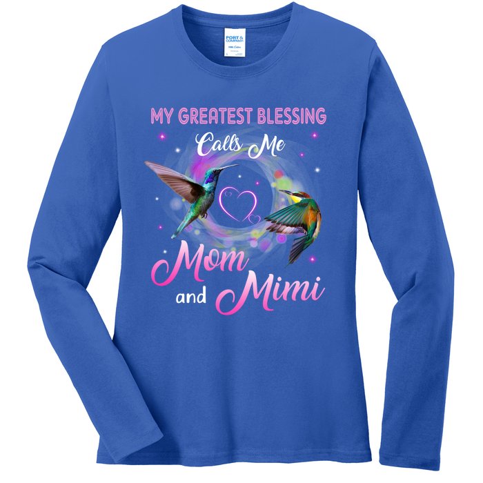 My Greatest Blessing Calls Me Mom And Mimi Gift Ladies Long Sleeve Shirt