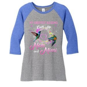 My Greatest Blessing Calls Me Mom And Mimi Gift Women's Tri-Blend 3/4-Sleeve Raglan Shirt