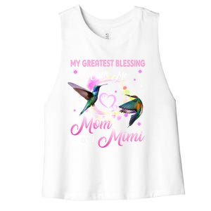 My Greatest Blessing Calls Me Mom And Mimi Gift Women's Racerback Cropped Tank