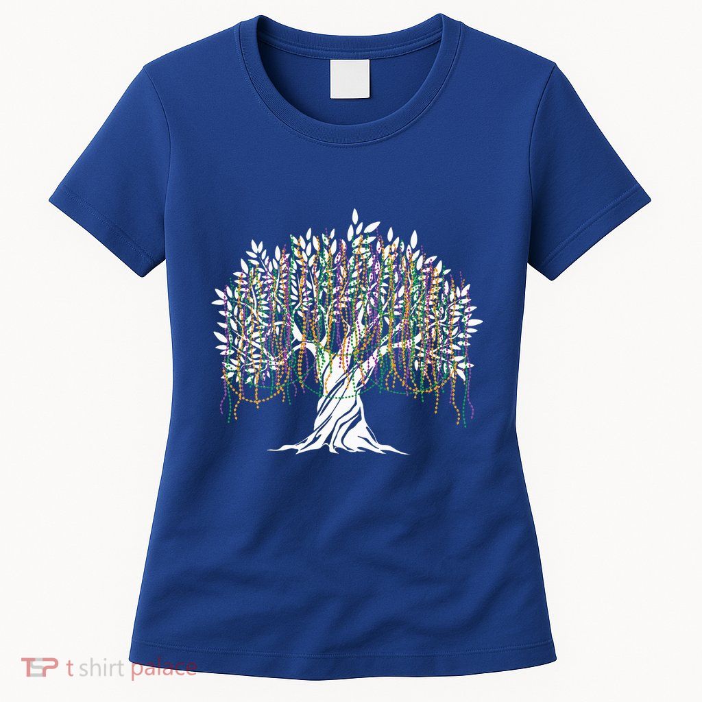 Mardi Gras Beads Tree Carnival Party Costume Womens T-Shirt