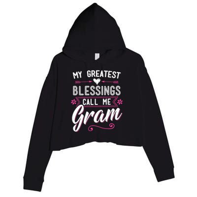 My Greatest Blessings Call Me Gram Gift Grandma Mom Surprise Gift Crop Fleece Hoodie