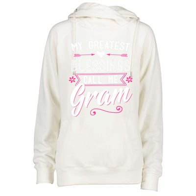 My Greatest Blessings Call Me Gram Gift Grandma Mom Surprise Gift Womens Funnel Neck Pullover Hood