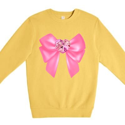 Magical Girl Bow Chibi Moon Crystal Bow Pink Premium Crewneck Sweatshirt